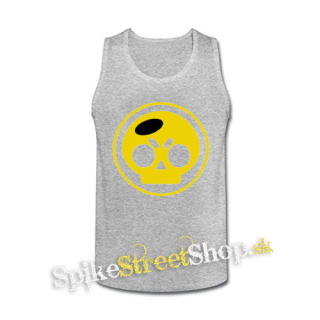 BRAWL STARS - Yellow Skull - šedé pánske tielko