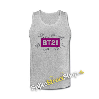 BT21 - Logo Signature - šedé pánske tielko