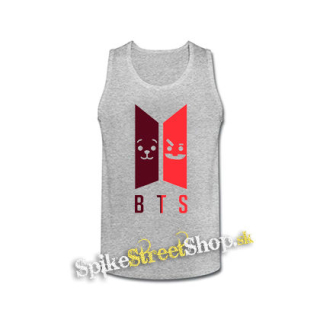 BTS - Emoji BT21 Logo COLOUR - šedé pánske tielko