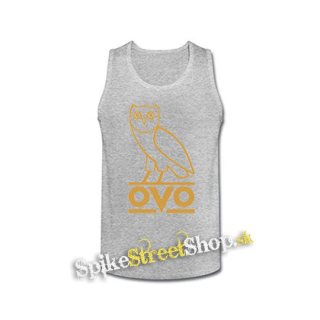 DRAKE - Gold OVO Logo - šedé pánske tielko