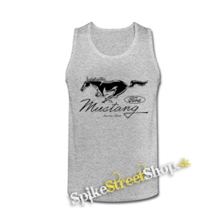 FORD MUSTANG - Horse Logo American Muscle - šedé pánske tielko