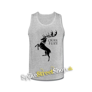 GAME OF THRONES - OURS IS THE FURY - House Baratheon - šedé pánske tielko