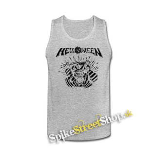HELLOWEEN - 80' Logo - Metal Pumpkin Head - šedé pánske tielko
