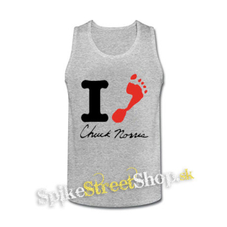 CHUCK NORRIS - I Love Chuck Norris - šedé pánske tielko