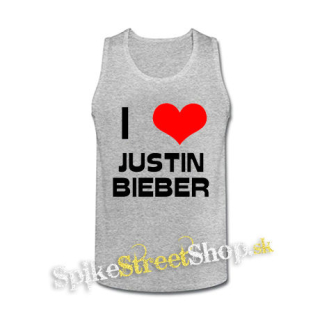 I LOVE JUSTIN BIEBER - šedé pánske tielko