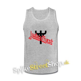 JUDAS PRIEST - Classic Logo Cross Symbol - šedé pánske tielko