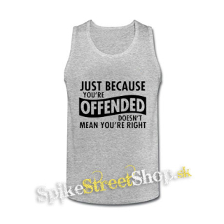 JUST BECAUSE YOU´RE OFFENDED - šedé pánske tielko
