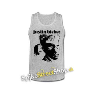 JUSTIN BIEBER - Logo & Portrait Motive 1 - šedé pánske tielko