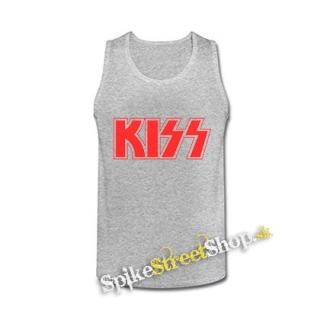 KISS - Red Logo - šedé pánske tielko