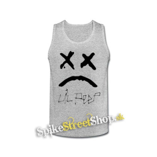 LIL PEEP - Sad Face And Logo - šedé pánske tielko