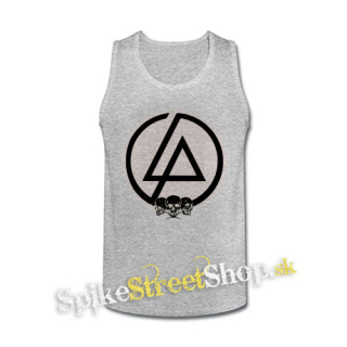 LINKIN PARK - Brown Logo And Skulls - šedé pánske tielko
