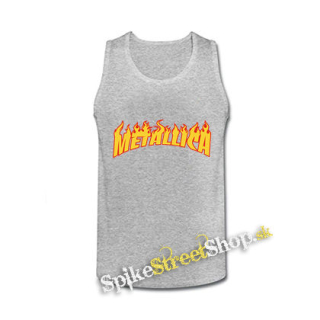 METALLICA - Thrasher Logo Flame - šedé pánske tielko