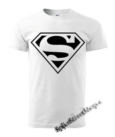 SUPERMAN - Black Logo - biele pánske tričko