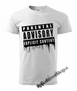 PARENTAL ADVISORY EXPLICIT CONTENT - biele pánske tričko