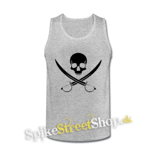 PIRATE SKULL - šedé pánske tielko
