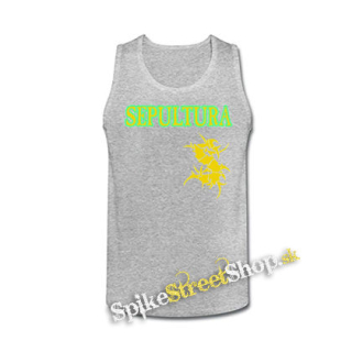 SEPULTURA - Brasil Yellow Logo - šedé pánske tielko