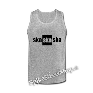 SKA SKA SKA - Nápis Šachovnica - šedé pánske tielko