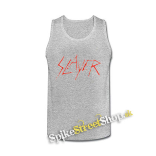 SLAYER - Red Logo Vintage - šedé pánske tielko