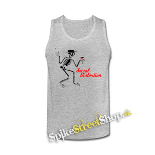 SOCIAL DISTORTION - Skeleton & Logo - šedé pánske tielko