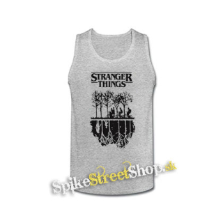 STRANGER THINGS - Upside Down - šedé pánske tielko