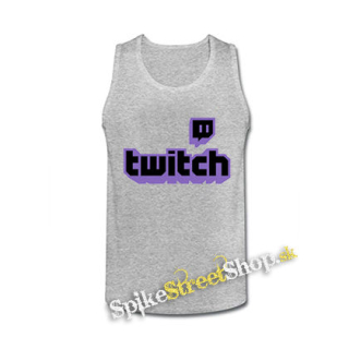 TWITCH - Purple Logo Sign - šedé pánske tielko