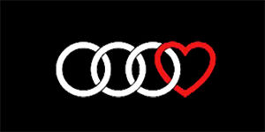 AUDI - Love - široká chrbtová nášivka s rozmerom 33 x 15 cm