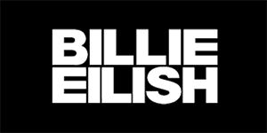 BILLIE EILISH - Logo Bold na ČIERNE - široká chrbtová nášivka s rozmerom 33 x 15 cm