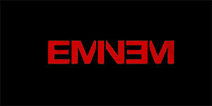 EMINEM - Red Logo - široká chrbtová nášivka s rozmerom 33 x 15 cm