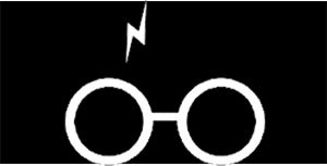 HARRY POTTER - Glasses Crest - široká chrbtová nášivka s rozmerom 33 x 15 cm