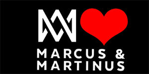 I LOVE MARCUS & MARTINUS - Motive 1 - široká chrbtová nášivka s rozmerom 33 x 15 cm