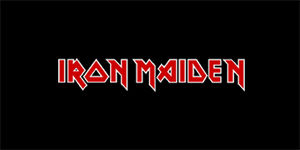 IRON MAIDEN - Logo Red White - široká chrbtová nášivka s rozmerom 33 x 15 cm