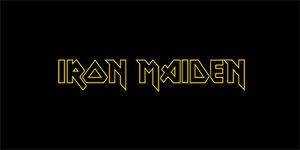IRON MAIDEN - Logo Yellow - široká chrbtová nášivka s rozmerom 33 x 15 cm