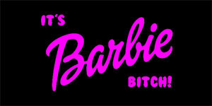 ITS BARBIE BITCH - Logo Ruzove - široká chrbtová nášivka s rozmerom 33 x 15 cm