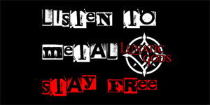 LUNATIC GODS - Listen To Metal Stay Free Motive 5 - široká chrbtová nášivka s rozmerom 33 x 15 cm