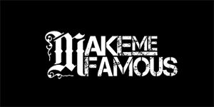 MAKE ME FAMOUS - Logo - široká chrbtová nášivka s rozmerom 33 x 15 cm