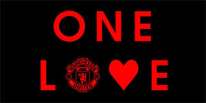 MANCHESTER UNITED - One Love - široká chrbtová nášivka s rozmerom 33 x 15 cm