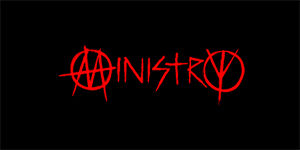 MINISTRY - Red Logo - široká chrbtová nášivka s rozmerom 33 x 15 cm
