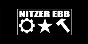 NITZER EBB - Logo After Party - široká chrbtová nášivka s rozmerom 33 x 15 cm