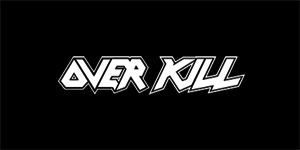 OVERKILL - Logo White - široká chrbtová nášivka s rozmerom 33 x 15 cm