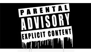 PARENTAL ADVISORY EXPLICIT CONTENT - široká chrbtová nášivka s rozmerom 33 x 15 cm