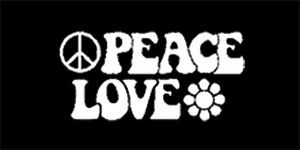 PEACE LOVE - široká chrbtová nášivka s rozmerom 33 x 15 cm