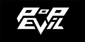 POP EVIL - Logo - široká chrbtová nášivka s rozmerom 33 x 15 cm