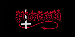 POSSESSED - Logo Red White - široká chrbtová nášivka s rozmerom 33 x 15 cm