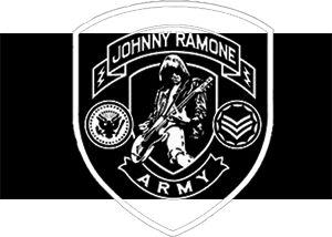 RAMONES - Johnny Ramone Army Logo - široká chrbtová nášivka s rozmerom 33 x 15 cm