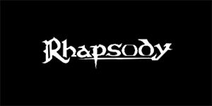 RHAPSODY - Logo - široká chrbtová nášivka s rozmerom 33 x 15 cm