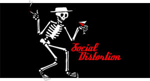 SOCIAL DISTORTION - Skeleton & Logo - široká chrbtová nášivka s rozmerom 33 x 15 cm
