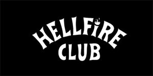 STRANGER THINGS - Hellfire Club Logo - široká chrbtová nášivka s rozmerom 33 x 15 cm