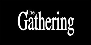 THE GATHERING - Logo White - široká chrbtová nášivka s rozmerom 33 x 15 cm