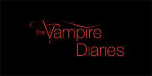 VAMPIRE DIARIES - Red Logo - široká chrbtová nášivka s rozmerom 33 x 15 cm