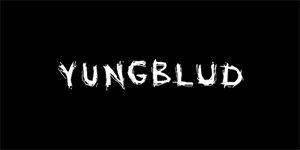 YUNGBLUD - Logo - široká chrbtová nášivka s rozmerom 33 x 15 cm
